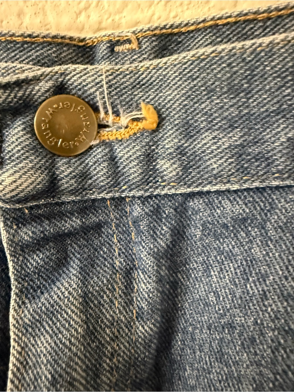 Wrangler Blue Jean Shorts with Tan Brand Patch - Picture 3 of 6